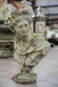 STONEWARE BUST Classical, socle base, 77cms (h) Provenance: The Cornelia Bayley Collection from Plas