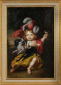 AFTER NICOLAES MAES, oil on canvas – ‘Portrait of a Boy Holding a Bird’, indistinctly signed, 90 x