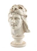 AFTER THE ANTIQUE PLASTER HEAD, 'Mithradates VI Eupator', King of Pontos, socle base, 49cms (h)