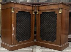 PAIR EGYPTIAN REVIVAL KINGWOOD & MAHOGANY SPEAKER COVERS, with metal grille, 81 (h) x 54 9w) x 40cms