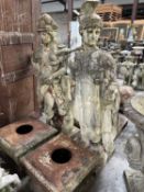 A GOOD PAIR OF PAINTED CAST IRON STATUES, after the antique, comprising Mars and Minerva, full