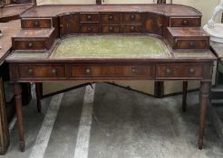 REGENCY STYLE MAHOGANY CARLTON HOUSE DESK, inlaid tooled leather writing surface, frieze drawers,