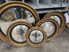 19TH C. & LATER CONVEX CIRCULAR WALL MIRRORS, of similar typical design, various sizes (5)