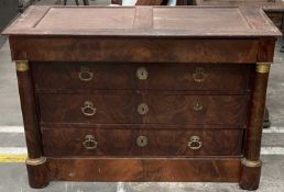 FRENCH EMPIRE STYLE MAHOGANY CHEST, concealed frieze drawer above three further drawers, with gilt