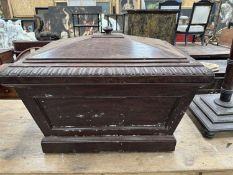 REGENCY MAHOGANY WINE COOLER, sarcophagus form with gadroon moulded edge, acanthus corners, lined
