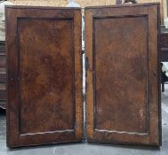 PAIR OF CAMPAIGN-STYLE FITTED CABINETS, brass corner mounts, shelves to interior, 109 (h) x 58 (w) x