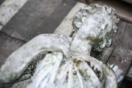 PAINTED MOULDED CONCRETE FIGURE OF DIANA THE HUNTRESS, standing holding bow and arrow, 140cms (h)