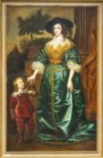 FRANCO TOSCANA oil on canvas – reproduction portrait of Queen Henrietta Maria and Sir Jeffrey Hudson