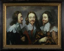 AFTER SIR ANTHONY VAN DYCK, oil on canvas - triple portrait of Charles I, 89 x 120cms Provenance: