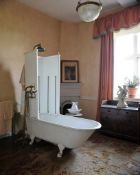 UNUSUAL & RARE VICTORIAN ENAMELLED METAL SHOWER BATH, three-quarter enclosed shower cubicle