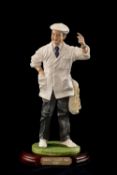 THE CRICKET CLUB HOUSE: RARE ROYAL DOULTON PAINTED RESIN FIGURE of Harold 'Dickie' Bird, on titled