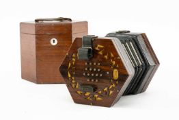 THE MUSIC CLUB HOUSE: C. WHEATSTONE 32 BUTTON CONCERTINA with rosewood ends, serial no. 5745, in