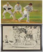 THE CRICKET CLUB HOUSE: STEPHEN J. SIMPSON pencil sketch - Gillette Cup semi-final, dated 1974,