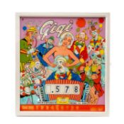 THE ARCADE CLUB HOUSE: FRAMED BACK PANEL FROM AN AMERICAN PINBALL MACHINE, indicating manufactured