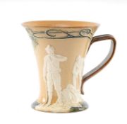 THE GOLF CLUB HOUSE: DOULTON LAMBETH STONEWARE BEER MUG sprigged in white with golfers, below art