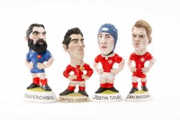 THE RUGBY UNION CLUB HOUSE: FOUR WORLD OF GROGGS CHARACTER FIGURES, comprising Justin Tipuric, Dan