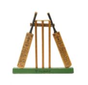 THE CRICKET CLUB HOUSE: NOVELTY GRAY-NICOLLS LTD. CRICKET TROPHY, modelled as wicket with plastic