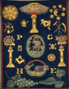 THE GARDENING CLUB HOUSE: antique 'Free Gardeners' painted silk banner, featuring the watering