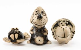 THE RUGBY UNION CLUB HOUSE: SELECTION OF THREE LARGE GROGG ANIMALS, sheep with inscribed 'John