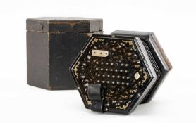THE MUSIC CLUB HOUSE: LACHENAL & CO. 56 BUTTON CONCERTINA, serial no. 50738, in hexagonal case