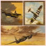 THE MILITARY CLUB HOUSE: G. L. WRIGHT (20th C.) acrylic on canvas - Climbing to Rendezvous, RAF WWII