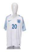 THE FOOTBALL CLUB HOUSE: SIGNED DELE ALI ENGLAND SHIRT, Nike Dri-FIT no. 20 shirt, size L, ink