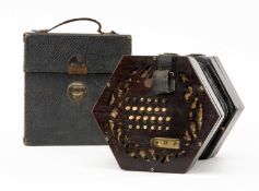 THE MUSIC CLUB HOUSE: LACHENAL & CO. 48 BUTTON CONCERTINA with rosewood ends, in case with 'C.