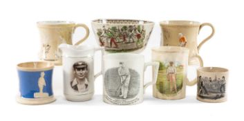 THE CRICKET CLUB HOUSE: ASSORTED ANTIQUE POTTERY, including W. G. Grace match holder, George H.