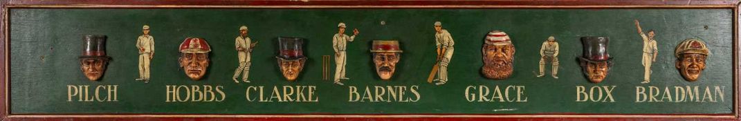 THE CRICKET CLUB HOUSE: CRICKETING GREATS PUB CRICKET SIGN, featuring Pilch, Hobbs, Clarke,