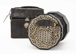 THE MUSIC CLUB HOUSE: LACHENAL & CO. 56 BUTTON CONCERTINA, metal ends, stamped makers mark, in