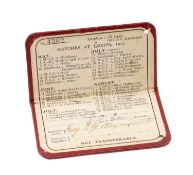 THE CRICKET CLUB HOUSE: RARE MCC 1913 LEATHER MEMBERS PASS, covers with gilt embossed decoration,