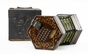 THE MUSIC CLUB HOUSE: WHEATSTONE & CO. 48 BUTTON CONCERTINA, with rosewood ends, in case with '