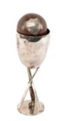 THE CRICKET CLUB HOUSE: NOVELTY EDWARDIAN CRICKET TROPHY, comprising goblet with bat and ball