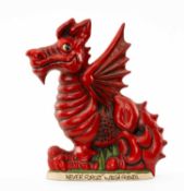 THE RUGBY UNION CLUB HOUSE: LARGE WELSH DRAGON GROGG, inscribed 'Never Forget Welsh Friends' at