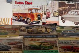 THE MOTORING CLUB HOUSE: ASSORTED VINTAGE 1950/60's COLOUR PRINTED VEHICLE LEAFLETS advertising