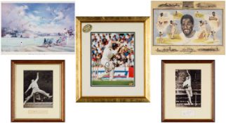 THE CRICKET CLUB HOUSE: SIGNED PHOTOGRAPHS & PRINTS OF CRICKETERS, including Len Hutton, Vivian