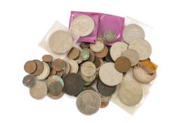 QUANTITY MISCELLANEOUS CIRCULATED GB & OTHER COINS including crowns, 1894 US one dollar coin