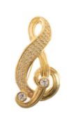 COSTUME JEWELLERY TREBLE CLEFT BROOCH BY CHRISTIAN DIOR