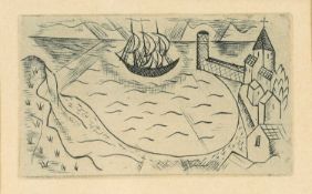 ‡ DAVID JONES (1895-1974) copper engraving - entitled verso 'Harbour 1