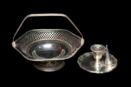 EDWARD VII SILVER CAKE BASKET, Birmingham 1910, 26cms (diam.), 14ozt; and an electroplated