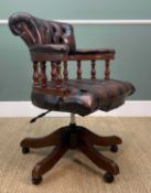 VICTORIAN STYLE CAPTAINS SWIVEL CHAIR, height adjustable, seat heights approx. 40-49cms