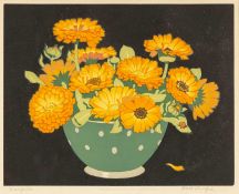 JOHN HALL THORPE (Australian, 1874-1947) woodcut - Marigolds, signed and titled in pencil