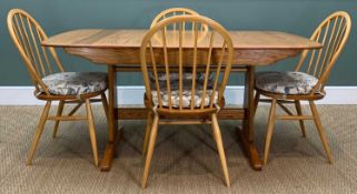 LATE 90'S ERCOL DINING SUITE comprising, Windsor medium extending dining table model 1157, 73 (h)