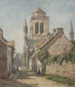 TOM CLOUGH RCA (1867-1943) oil on canvas - Whitewashed Church, probably southern France, signed