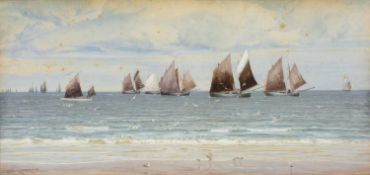 CHARLES MOTTRAM watercolour - 'The Mackerel Season', signed and dated 1902, 60 x 90cms