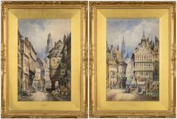 CHARLES JAMES KEATS (1856-1900) pair of watercolours - 'Strasbourg', 'Frankfurt', signed, 49 x 31cms