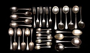 PARCEL OF SILVER FLATWARE comprising various part sets of spoons and forks, various hallmarks, 59ozt