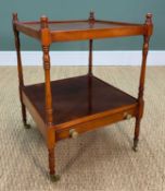REGENCY STYLE TWO-TIER TROLLEY TABLE, lower tier with drawer, 63 (h) x 44.5cms (sq.)