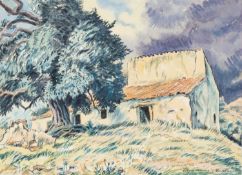EDGAR HOLLOWAY (1914-2008) watercolour - entitled, 'Cortijo, La Herradura', signed and dated 1987
