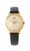 JAEGER-LECOULTRE 9CT GOLD AUTOMATIC 'BUMPER' GENT'S WRISTWATCH, circular dial with gilt quarter